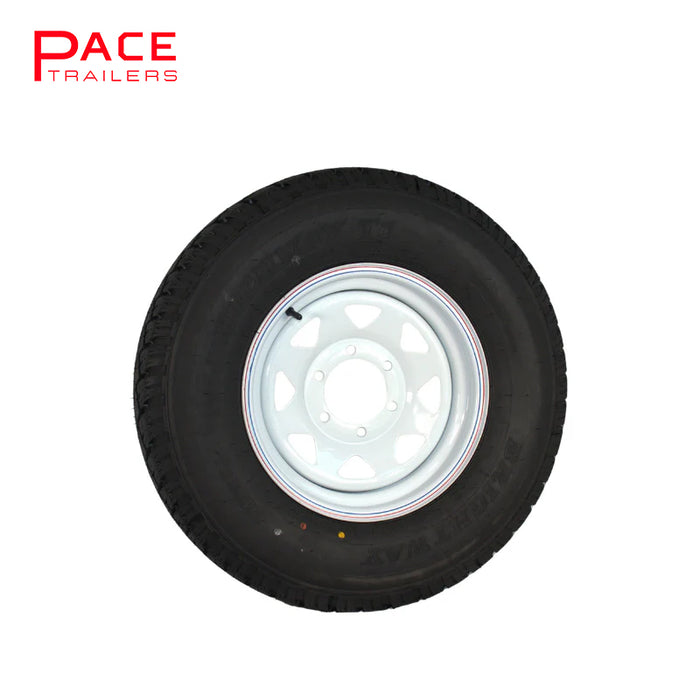 14x6" LC White Sunraysia Rim with Tyre 185R14LT (CTA-060408)
