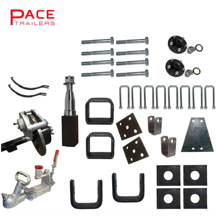 Diy Tandem Axle trailer Kit 2000 Kg rated Solid beam axles (Hydraulic Disc Brakes)