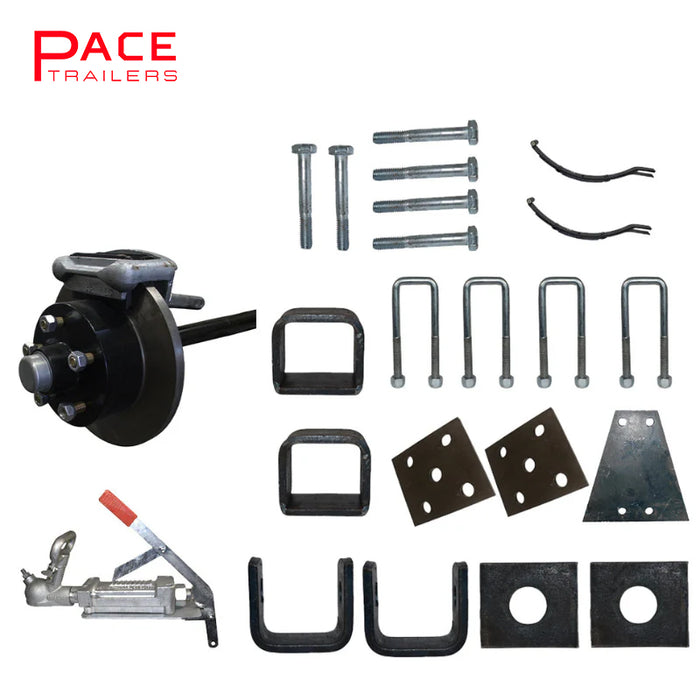 Diy Single Axle trailer kit 1400 Kg rated Solid beam axles (Mechanical Disc Brakes)