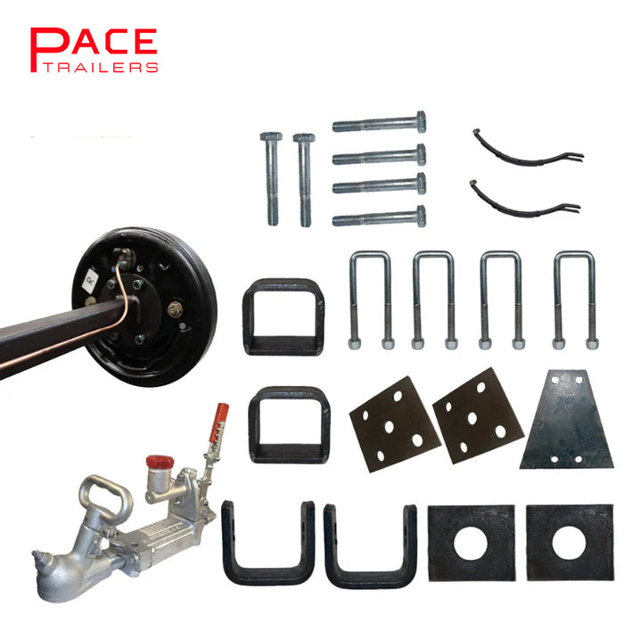 Diy Single Axle trailer kit 1400 Kg rated Solid beam axles (Hydraulic Drum Brakes)