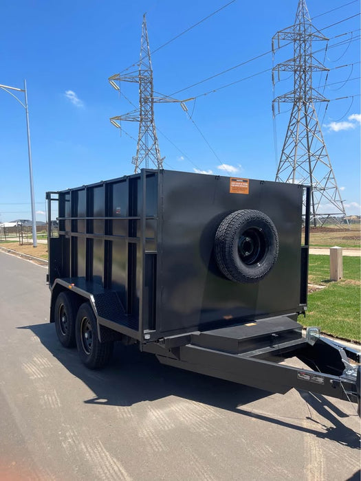 10'x6' tipper tandem trailer with slide in ramps and 1.5 m high sides - 4 ton gvm