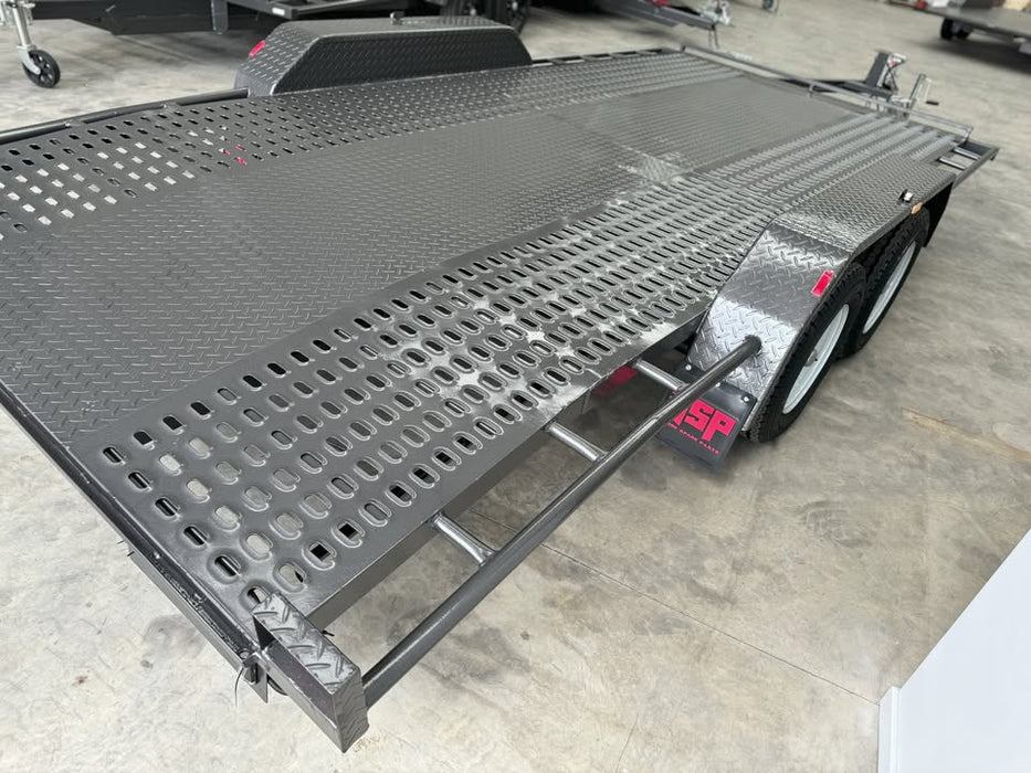 16'x6'6" Car Trailer Tandem Perforated Sheet Beaver Tail