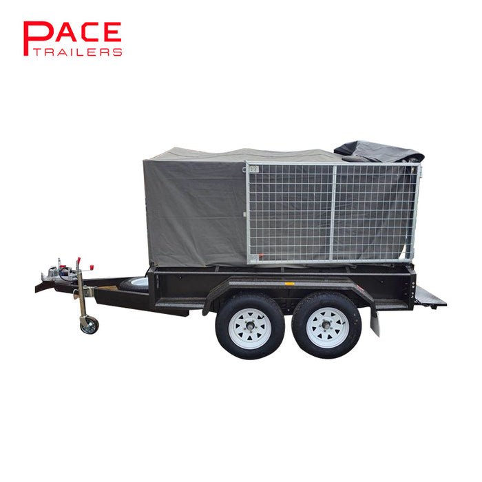 8x5 Box Trailer Tandem with 900mm Galvanised Cage & Canvas Cover -1999 KG GVM