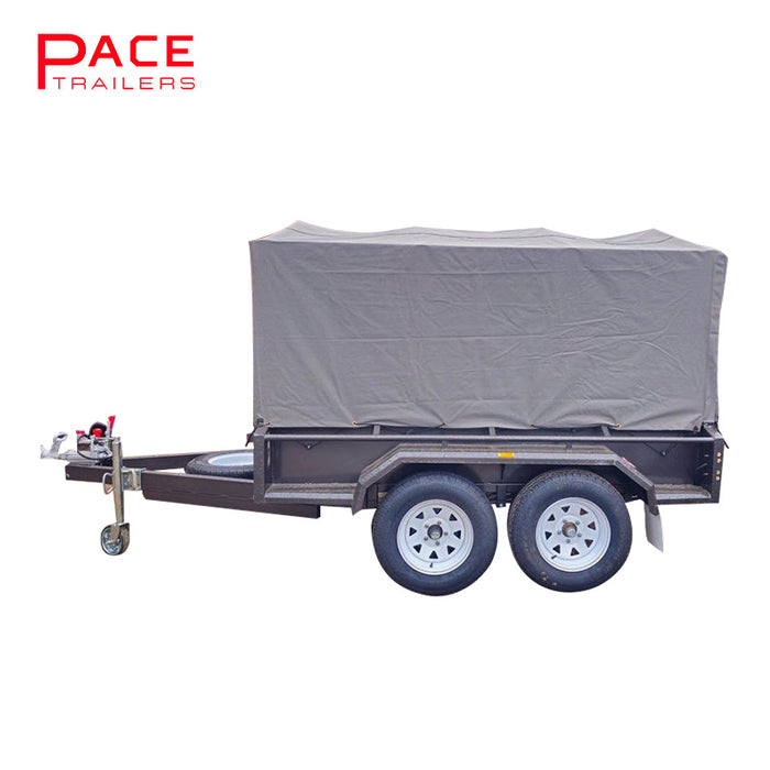 8x5 Box Trailer Tandem with 900mm Galvanised Cage & Canvas Cover -1999 KG GVM