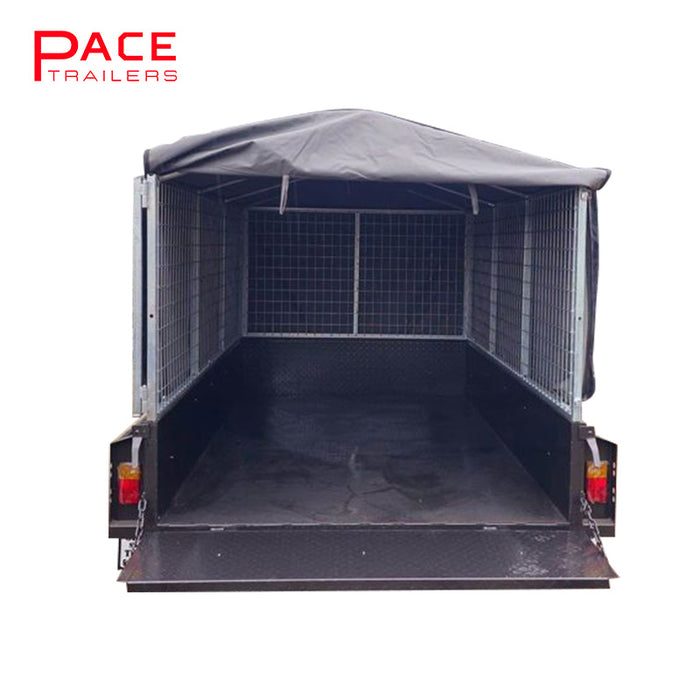8x5 Box Trailer Tandem with 900mm Galvanised Cage & Canvas Cover -1999 KG GVM