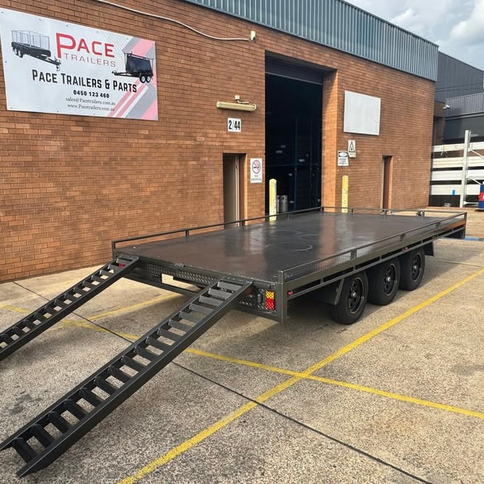 5m x 2.4 m flat top tri axle car trailer - 4500 kg gvm