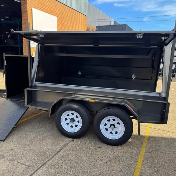 8x5 tandem tradesman top one pc design full back door trailer, 2 ton gvm