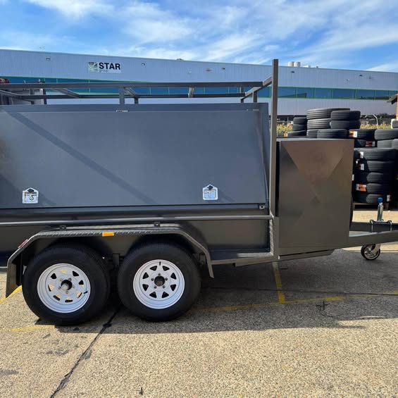 8x5 tandem tradesman top one pc design full back door trailer, 2 ton gvm