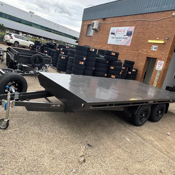 16'x8' (4.87m x 2.43m) flat top tandem trailer 3500 kg gvm