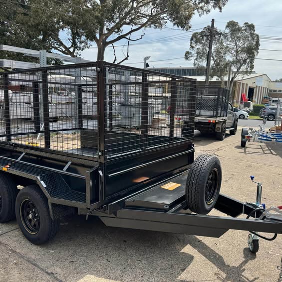 8x6 tipper tandem trailer with ramps, 900mm high cage- 2.8 t gvm