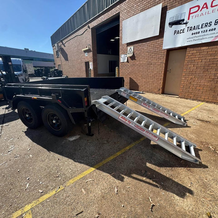 8'x6' tipper tandem trailer with slide in ally ramps, excavator upgrade 3.5 t gvm