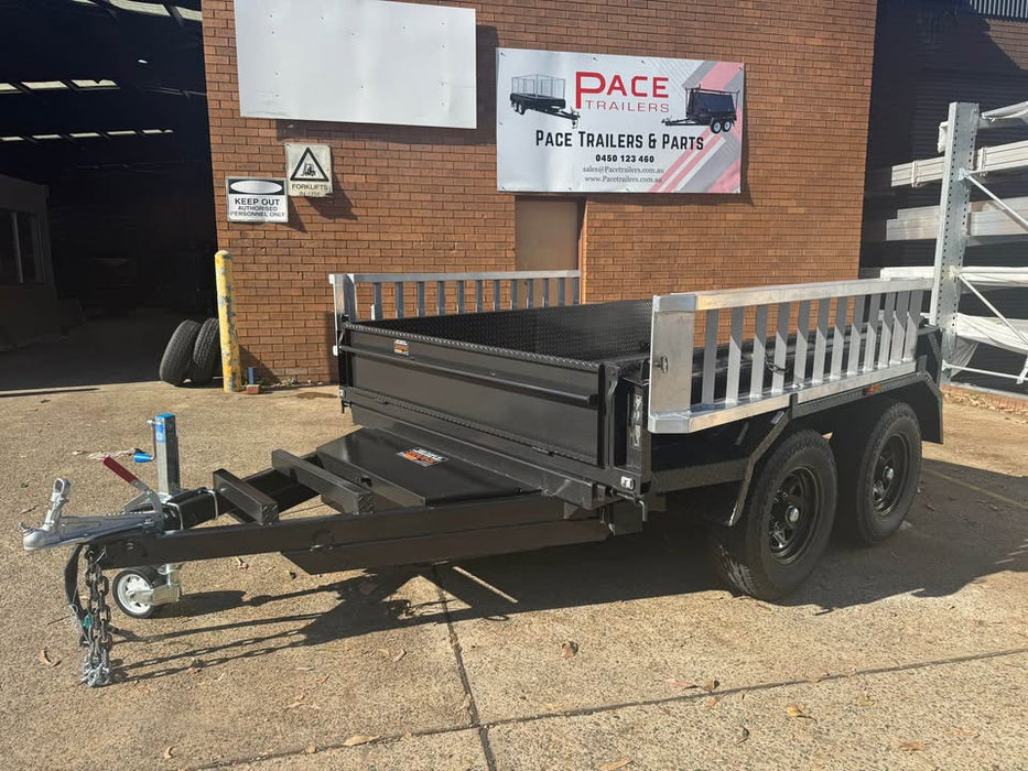 8'x6' tipper tandem trailer with slide in ally ramps, excavator upgrade 3.5 t gvm