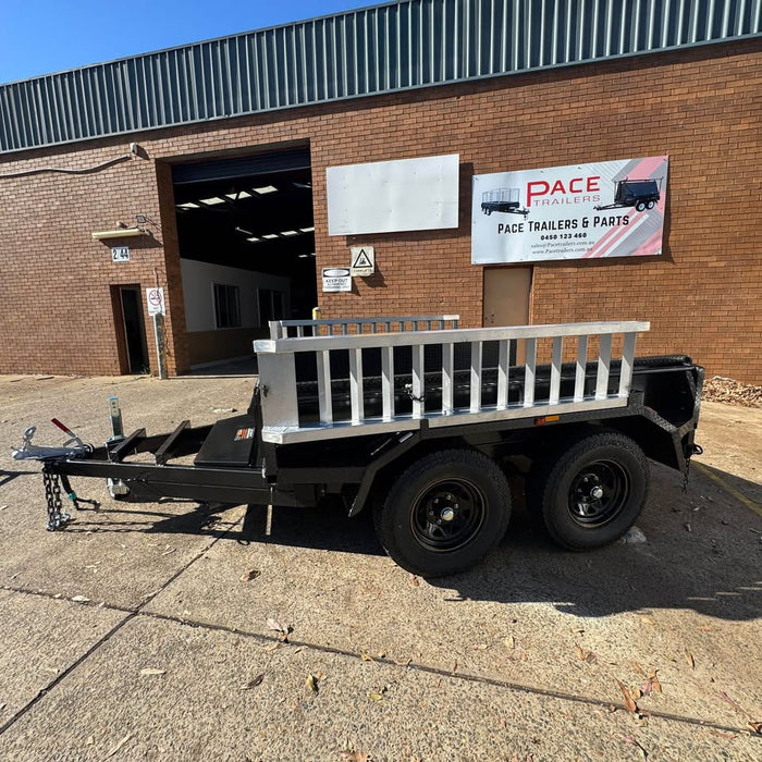 8'x6' tipper tandem trailer with slide in ally ramps, excavator upgrade 3.5 t gvm