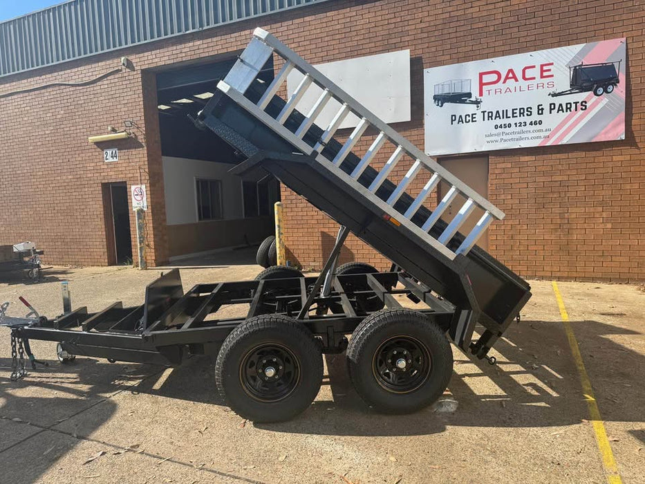 8'x6' tipper tandem trailer with slide in ally ramps, excavator upgrade 3.5 t gvm