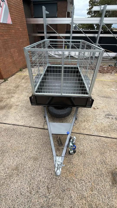 7x4 Box Trailer Heavy Duty Single Axle Trailer With 900mm cage