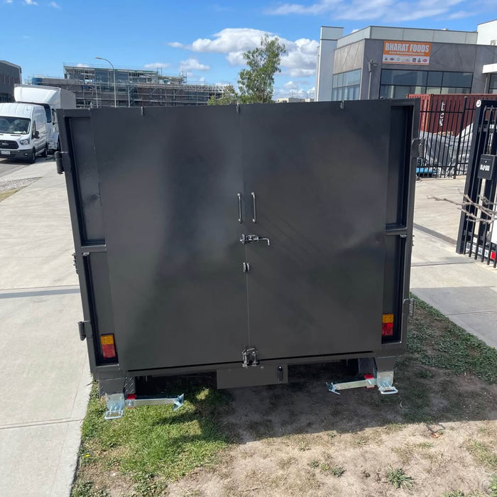 8'x5' Tipper Tandem Trailer 1.5m High Sides + Slide In Ramps