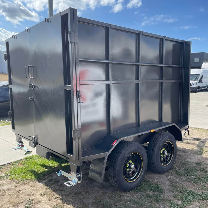 8'x5' Tipper Tandem Trailer 1.5m High Sides + Slide In Ramps