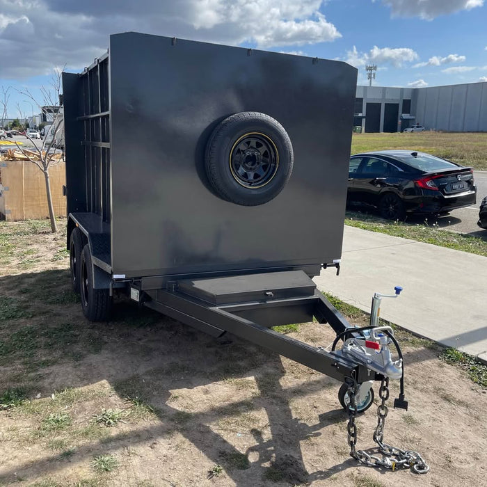 8'x5' Tipper Tandem Trailer 1.5m High Sides + Slide In Ramps