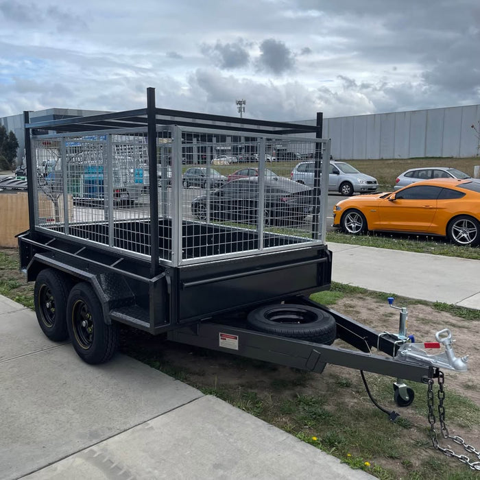 8x5 Box Trailer Tandem Axle With Rack & 900mm Cage