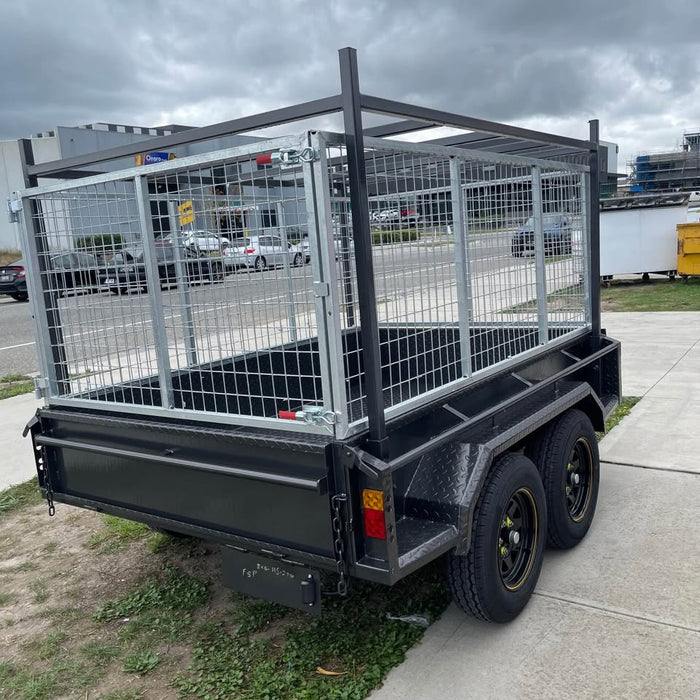 8x5 Box Trailer Tandem Axle With Rack & 900mm Cage