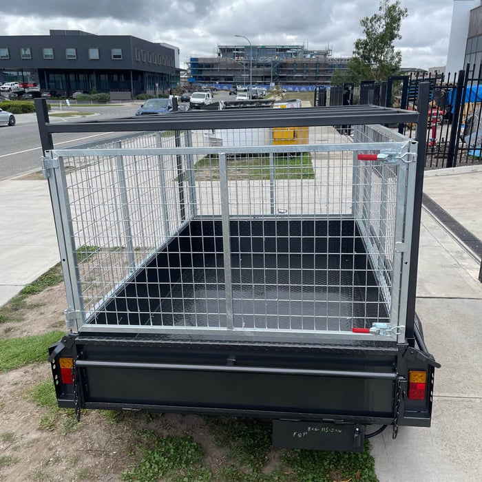 8x5 Box Trailer Tandem Axle With Rack & 900mm Cage