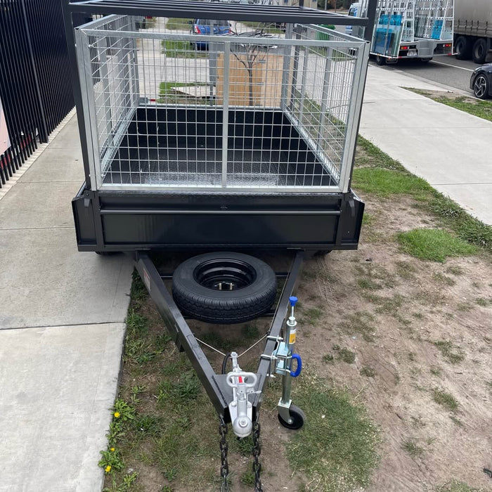 8x5 Box Trailer Tandem Axle With Rack & 900mm Cage