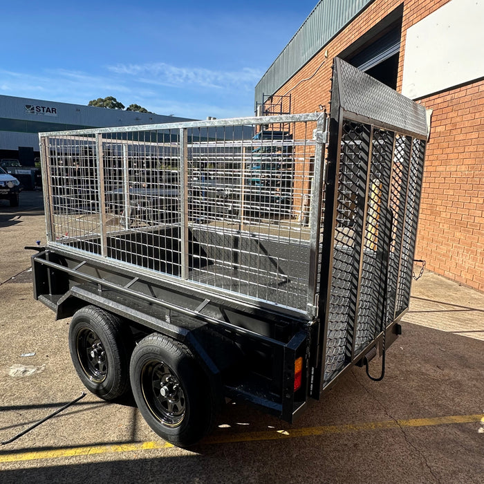 8x5 Box Trailer | 900mm Cage | Spring Loaded Mesh Ramp