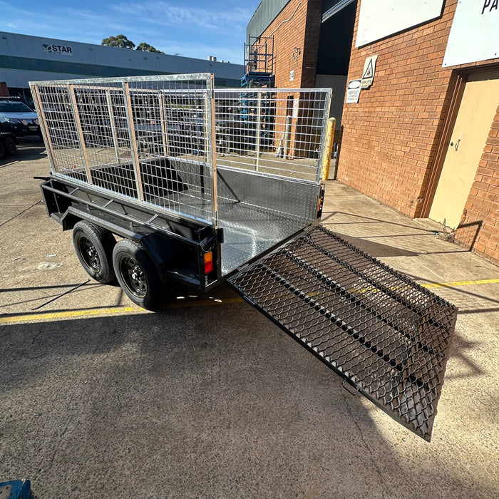8x5 Box Trailer | 900mm Cage | Spring Loaded Mesh Ramp