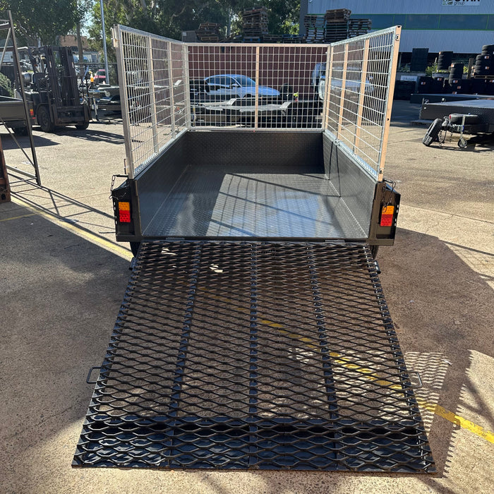 8x5 Box Trailer | 900mm Cage | Spring Loaded Mesh Ramp