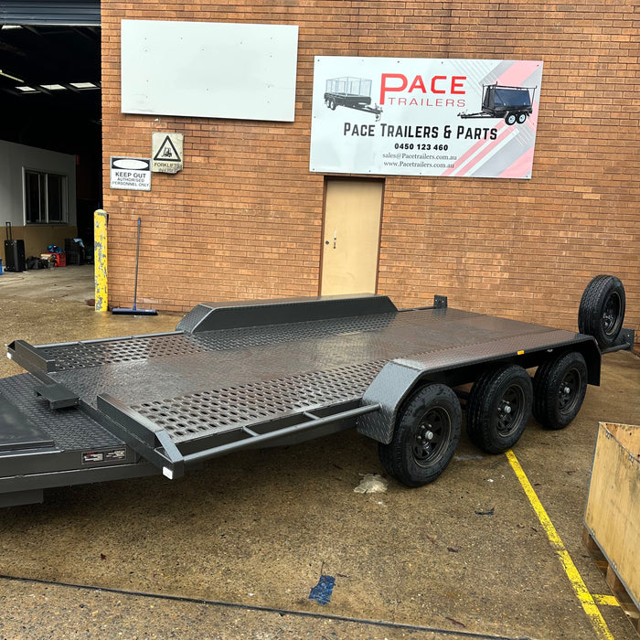 16ft Tri-Axle Car Trailer with Perforated Sheet Deck
