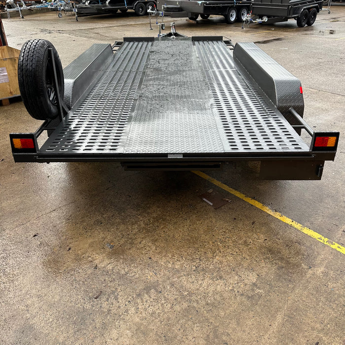16ft Tri-Axle Car Trailer with Perforated Sheet Deck