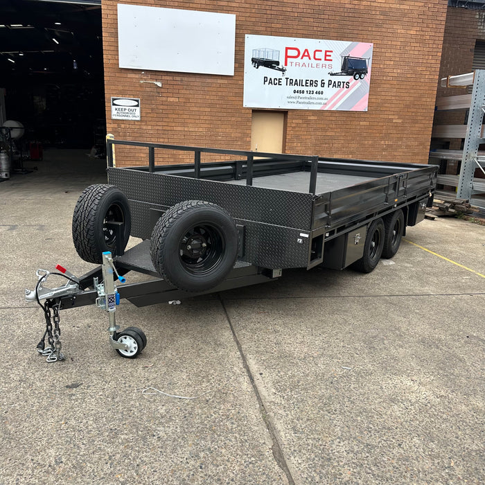 16x8 Flat Table-Top Trailer - Side Access Tool Box - Headboard & Sides