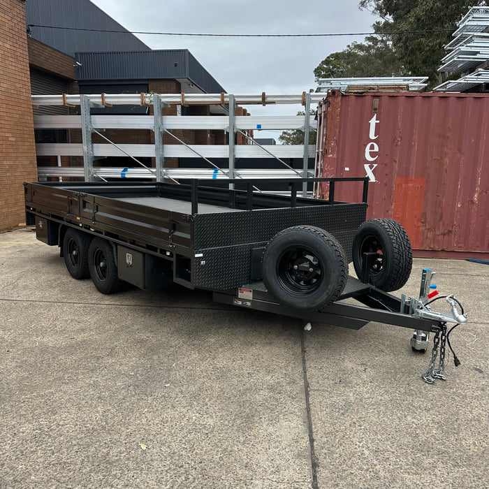 16x8 Flat Table-Top Trailer - Side Access Tool Box - Headboard & Sides