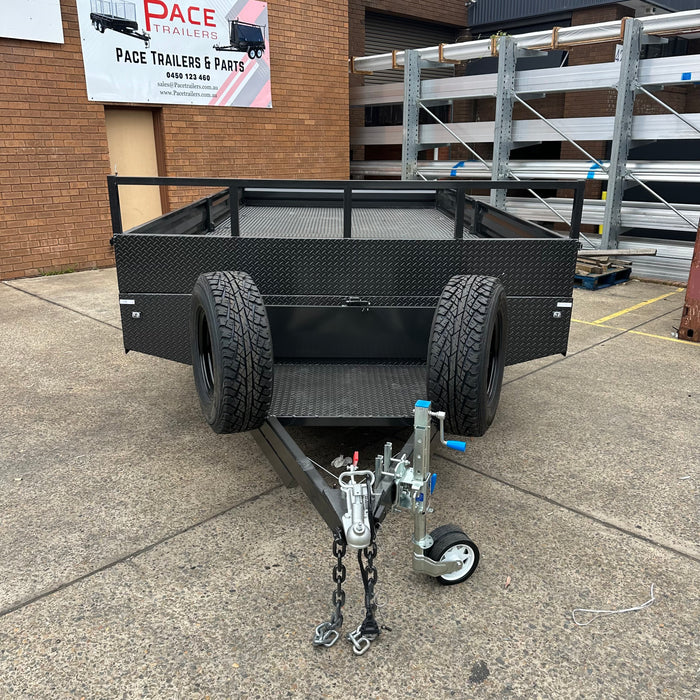 16x8 Flat Table-Top Trailer - Side Access Tool Box - Headboard & Sides