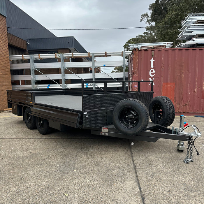 16x8 Flat Table-Top Trailer - Side Access Tool Box - Headboard & Sides