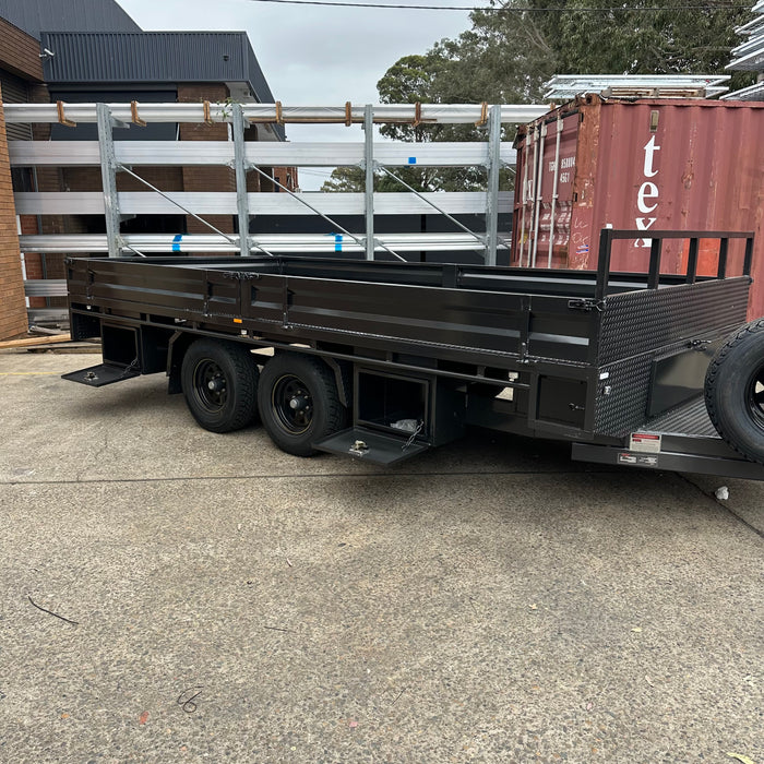 16x8 Flat Table-Top Trailer - Side Access Tool Box - Headboard & Sides